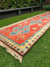 Load image into Gallery viewer, Vintage Handmade Red / Blue Runner - Rug Empire

