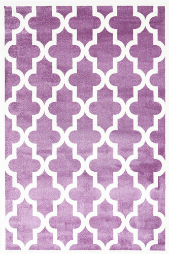 Piccolo Violet Pink and White Lattice Pattern Kids Rug