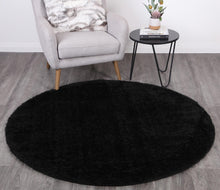 Load image into Gallery viewer, Puffy Soft Shag Round Rug Black
