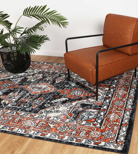 Florence Traditional Terracotta Black Rug freeshipping - Rug Empire