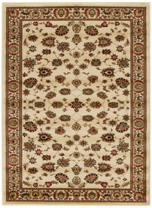 Herat Collection Traditional Floral Pattern Ivory Rug