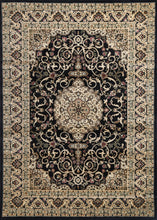 Load image into Gallery viewer, Ornate Black Bordered Traditional Flowered Rug
