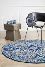 Load image into Gallery viewer, Gwyneth Stunning Transitional Navy Round Rug - Rug Empire
