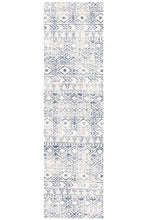 Load image into Gallery viewer, Oasis Ismail White Blue Rustic Runner Rug
