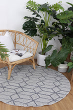 Load image into Gallery viewer, Barbados Greenslade Charcoal Geometric Round Outdoor/Indoor Rug
