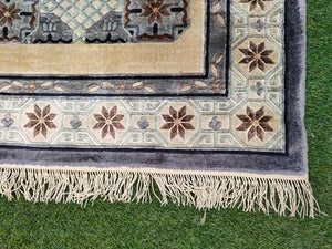 Vintage Handmade Kashmiri Silk Rug - Rug Empire