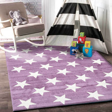 Load image into Gallery viewer, Piccolo Violet Pink and White Stars Kids Rug
