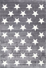Load image into Gallery viewer, Piccolo Charcoal and White Stars Kids Rug
