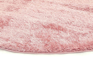 Puffy Soft Shag Round Rug Pink