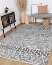 Load image into Gallery viewer, Barkot Ramdass Charcoal &amp; Beige Cotton Blend Rug
