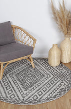 Load image into Gallery viewer, Barkot Majitha Charcoal &amp; Beige Round Cotton Blend Rug
