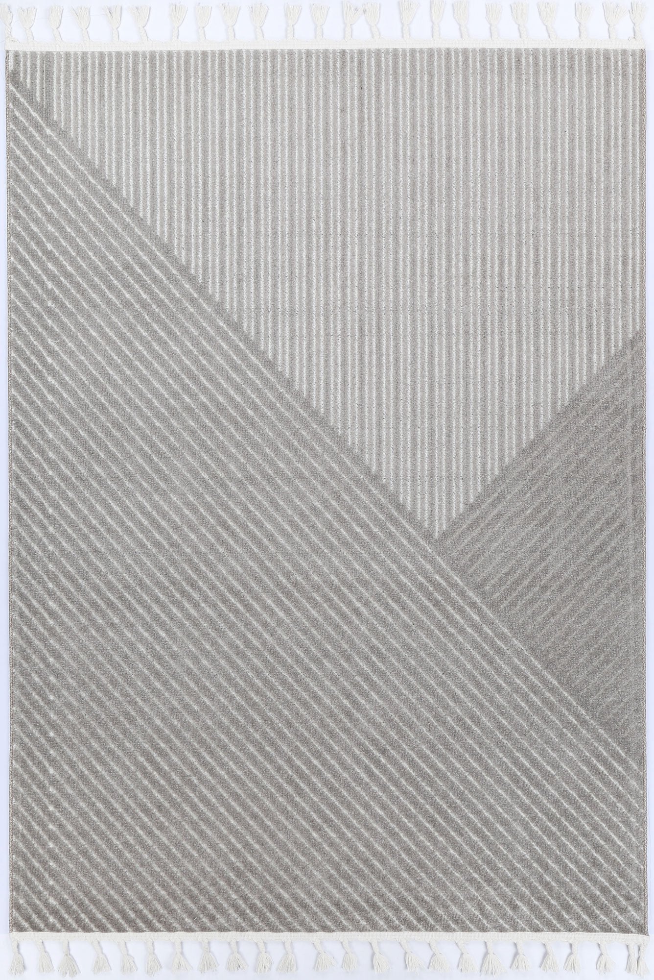 Sonia Cream Grey Geometric Striped Rug