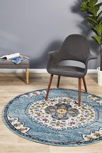 Load image into Gallery viewer, Babylon 202 Blue Round Rug
