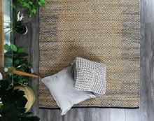 Load image into Gallery viewer, Kaza Hand-Woven Jute Blue Boarder Jute Rug

