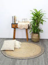 Load image into Gallery viewer, Capri Natural Round Grey Boarder Rug
