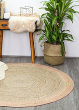 Load image into Gallery viewer, Capri Natural Round Pink Boarder Rug
