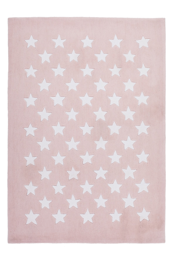 Dream 701 Powder Pink Kids Rug with White Stars - Lalee Designer Rugs