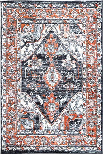 Florence Traditional Terracotta Black Rug freeshipping - Rug Empire