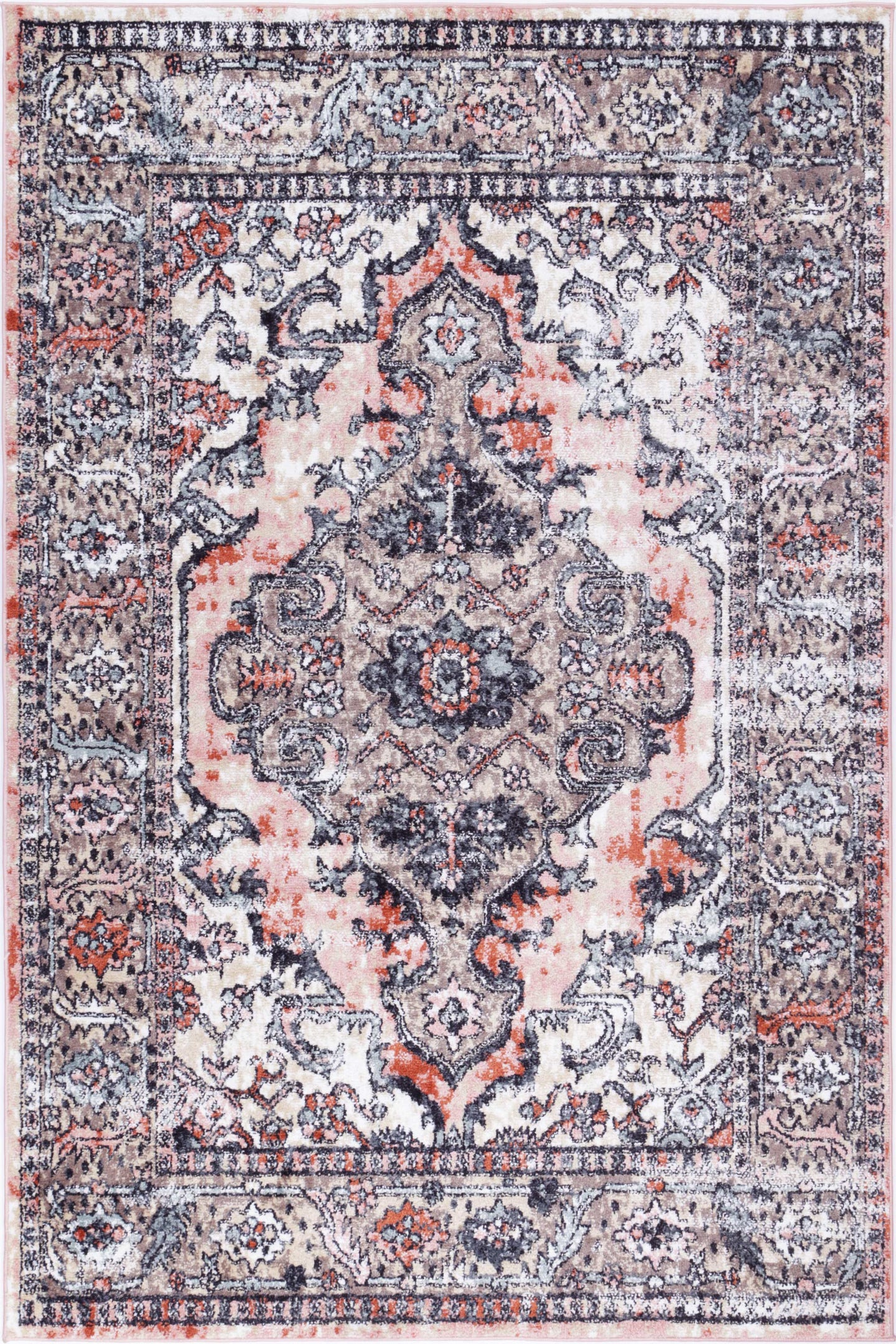 Florence Traditional Terracotta Cream Rug freeshipping - Rug Empire
