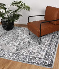 Load image into Gallery viewer, Cezanne Traditional Grey Black Rug freeshipping - Rug Empire
