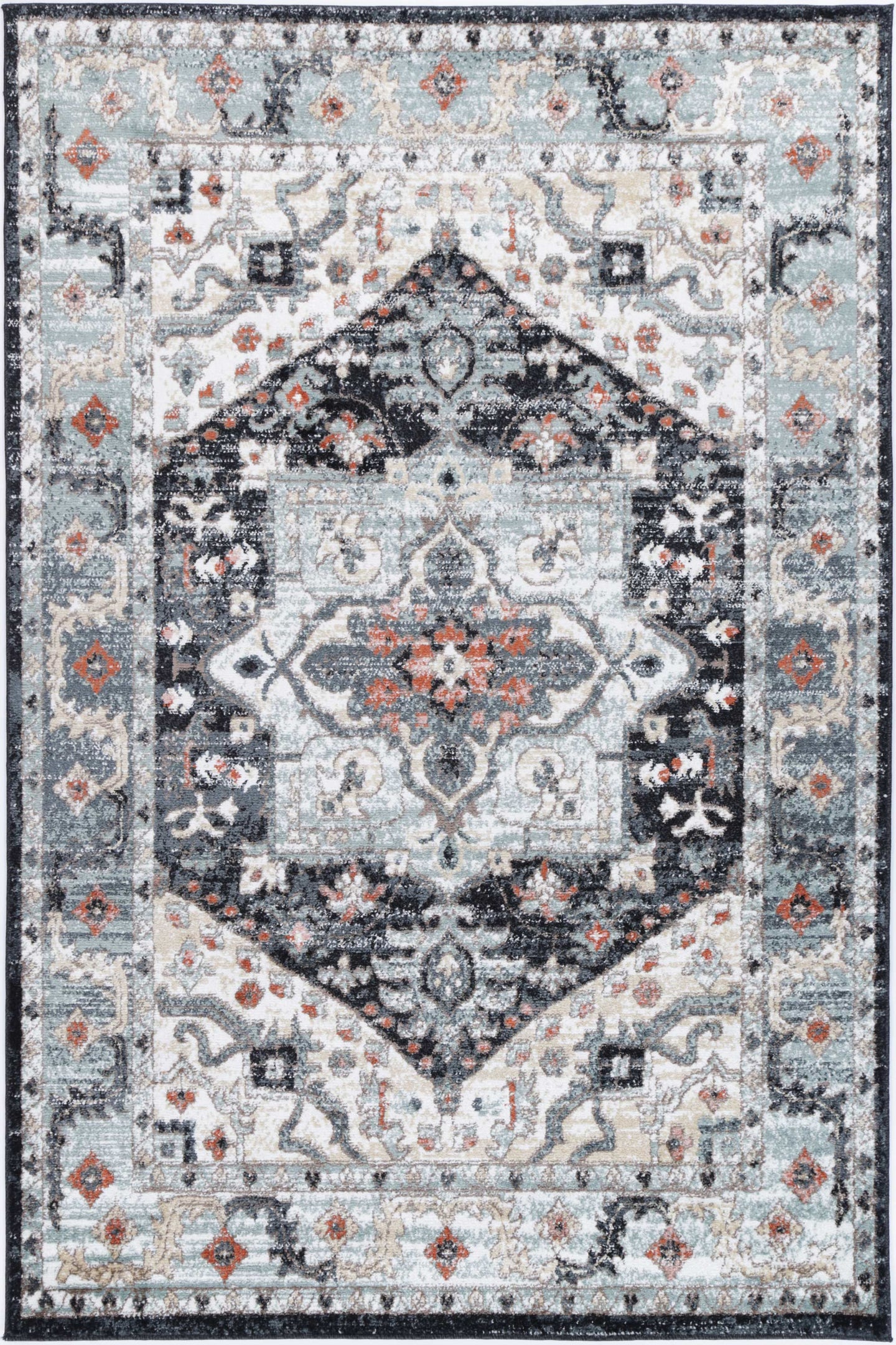 Florence Traditional Blue Charcoal Rug freeshipping - Rug Empire
