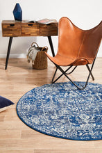 Load image into Gallery viewer, Evoke Contrast Navy Transitional Round Rug
