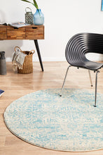 Load image into Gallery viewer, Evoke Glacier White Blue Transitional Round Rug

