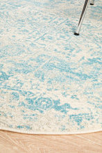 Load image into Gallery viewer, Evoke Glacier White Blue Transitional Round Rug
