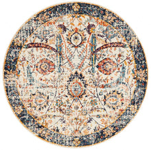 Load image into Gallery viewer, Evoke Peacock Ivory Transitional Round Rug
