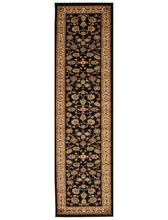 Load image into Gallery viewer, Istanbul Traditional Floral Pattern Runner Rug Black
