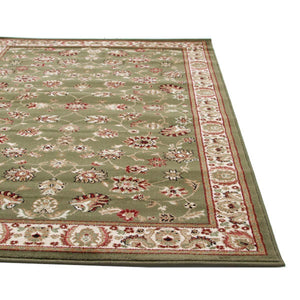Herat Collection Traditional Floral Pattern Green Rug