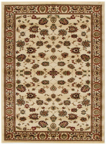 Herat Collection Traditional Floral Pattern Ivory Rug