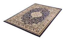 Load image into Gallery viewer, Ornate Navy Blue Bordered Traditional Flowered Rug
