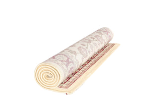 Ornate Cream Traditional Bordered Ikat Rug