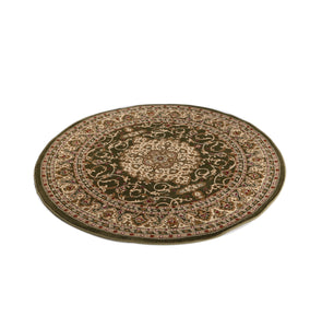 Ornate Green Bordered Traditional Flowered Rug