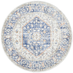 Jervis Blue Round Rug freeshipping - Rug Empire