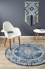 Load image into Gallery viewer, Museum Wilson Navy Round Rug
