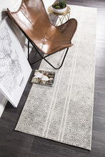 Load image into Gallery viewer, Oasis Salma White And Grey Tribal Runner Rug
