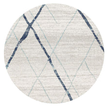 Load image into Gallery viewer, Oasis Noah White Blue Contemporary Round Rug

