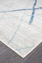 Load image into Gallery viewer, Oasis Noah White Blue Contemporary Runner Rug
