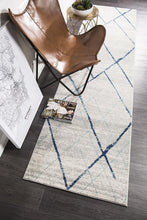 Load image into Gallery viewer, Oasis Noah White Blue Contemporary Runner Rug
