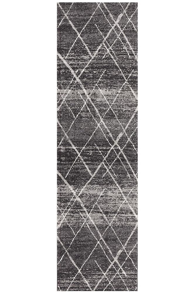 Oasis Noah Charcoal Contemporary Runner Rug