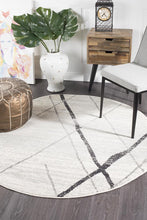 Load image into Gallery viewer, Oasis Noah White Grey Contemporary Round Rug
