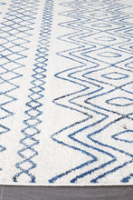 Load image into Gallery viewer, Oasis Nadia White Blue Rustic Tribal Runner Rug
