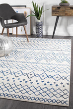 Load image into Gallery viewer, Oasis Nadia White Blue Rustic Tribal Rug
