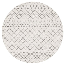 Load image into Gallery viewer, Oasis Selma White Grey Tribal Round Rug - Rug Empire
