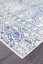 Load image into Gallery viewer, Oasis Ismail White Blue Rustic Runner Rug
