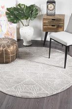 Load image into Gallery viewer, Oasis Kenza Contemporary Silver Round Rug
