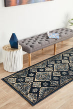 Load image into Gallery viewer, Oxford Mayfair Timeline Navy Runner Rug
