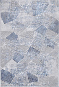 Isaiah Grey Blue Tiled Geometric Rug freeshipping - Rug Empire